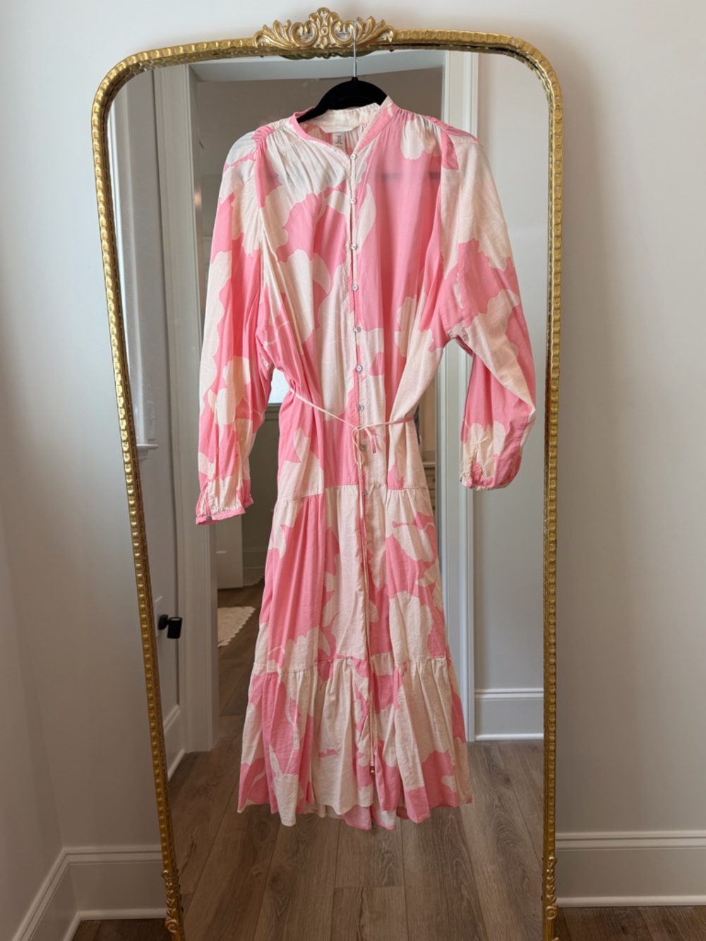 H&M Pink Button Front Tiered Dress